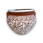Terracotta Talavera Flower Pot | Brown & White Mexican Planter