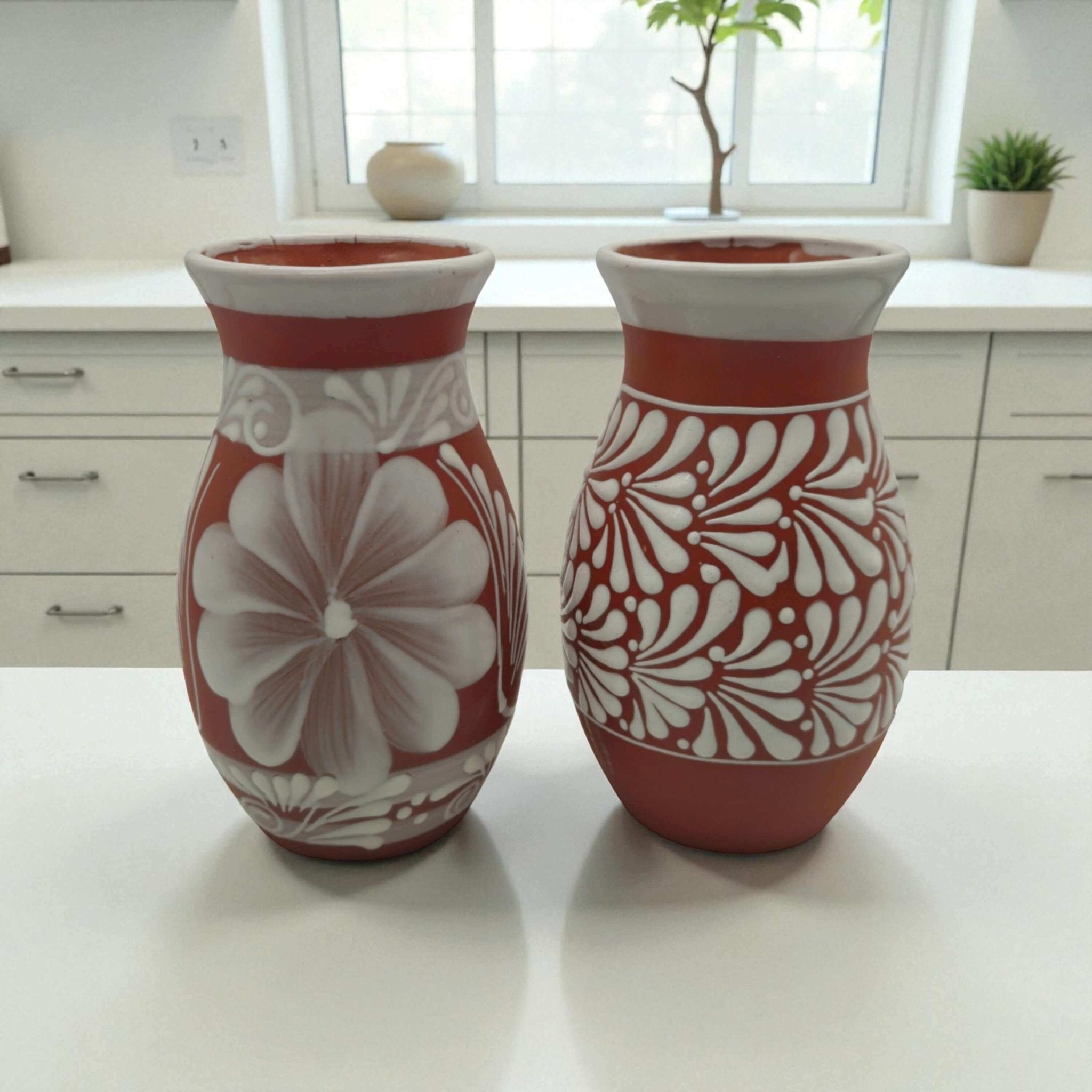 Terracotta Talavera Vase | Mexican Hand - Painted Pot Talavera Planter La Vie Bien Terracotta Talavera Vase | Mexican Hand - Painted Pot