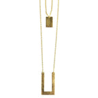 Tetris Geometric Double Strand Necklace - Brass by Fair Anita