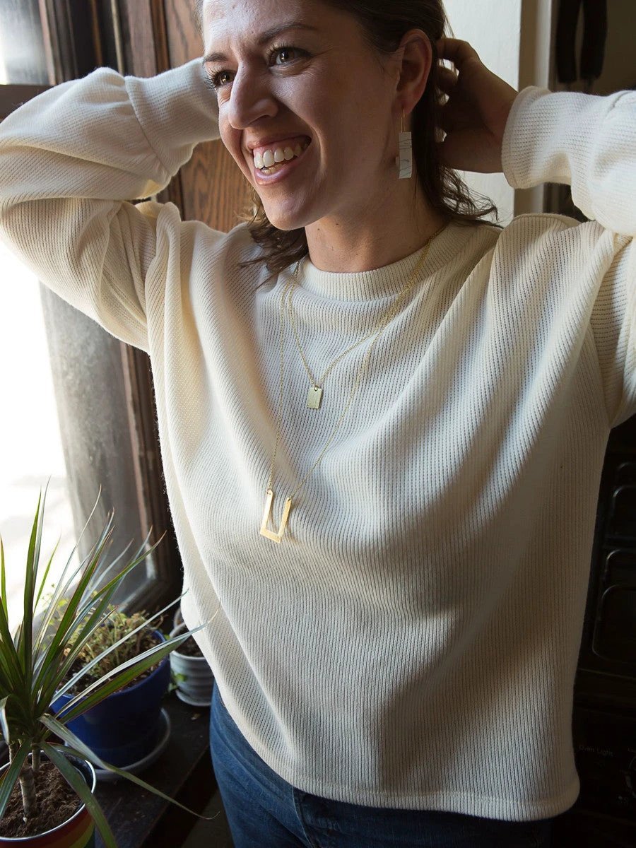 Tetris Geometric Double Strand Necklace - Brass by Fair Anita