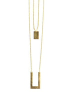 Tetris Geometric Double Strand Necklace - Brass by Fair Anita