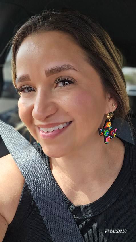 Texas Embroidered Earrings La Vie Bien Texas Embroidered