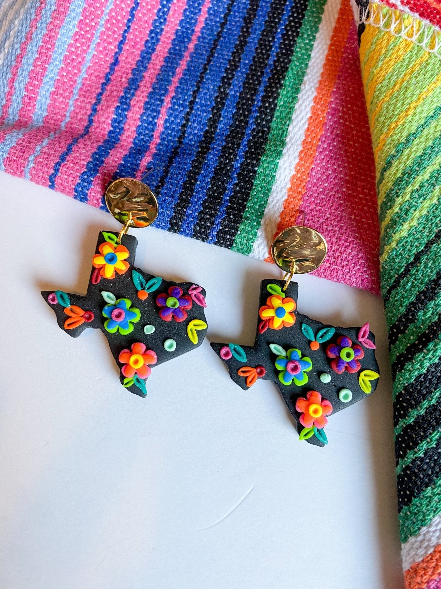 Texas Embroidered Earrings La Vie Bien Texas Embroidered