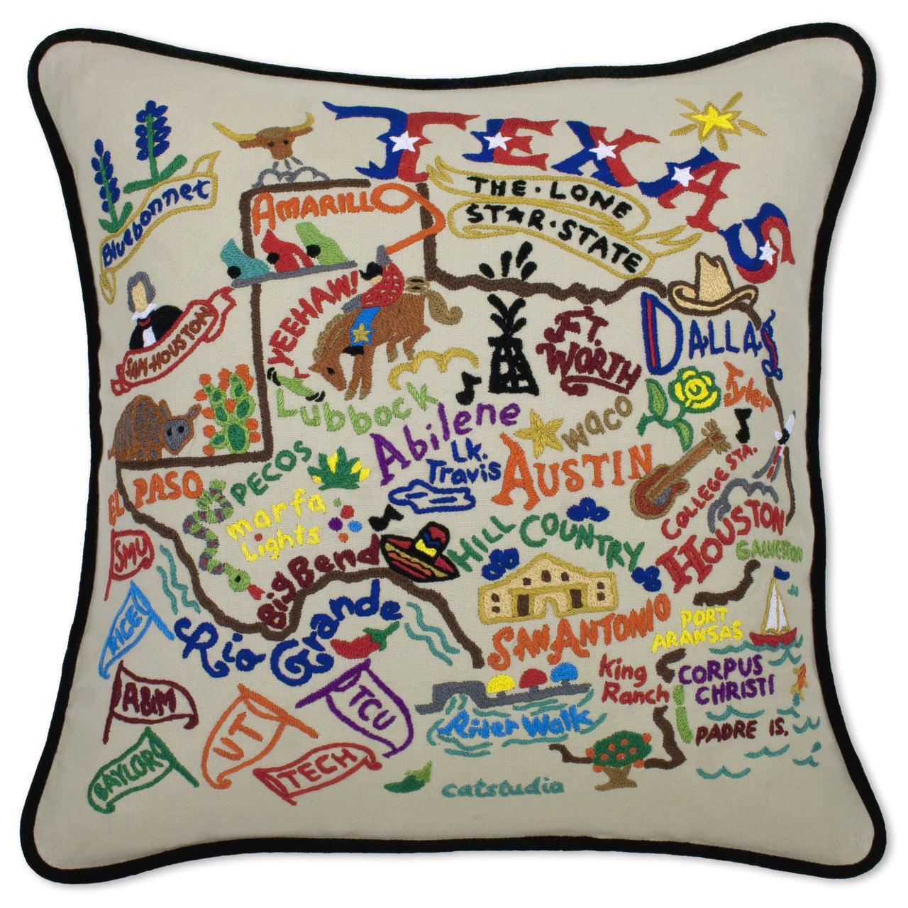 Texas Hand - Embroidered Pillow Pillows La Vie Bien Texas Hand - Embroidered Pillow