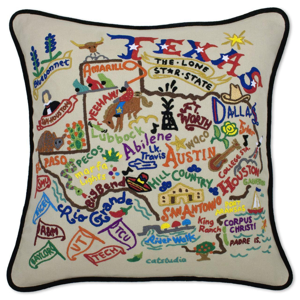 Texas Hand - Embroidered Pillow Pillows La Vie Bien Texas Hand - Embroidered Pillow