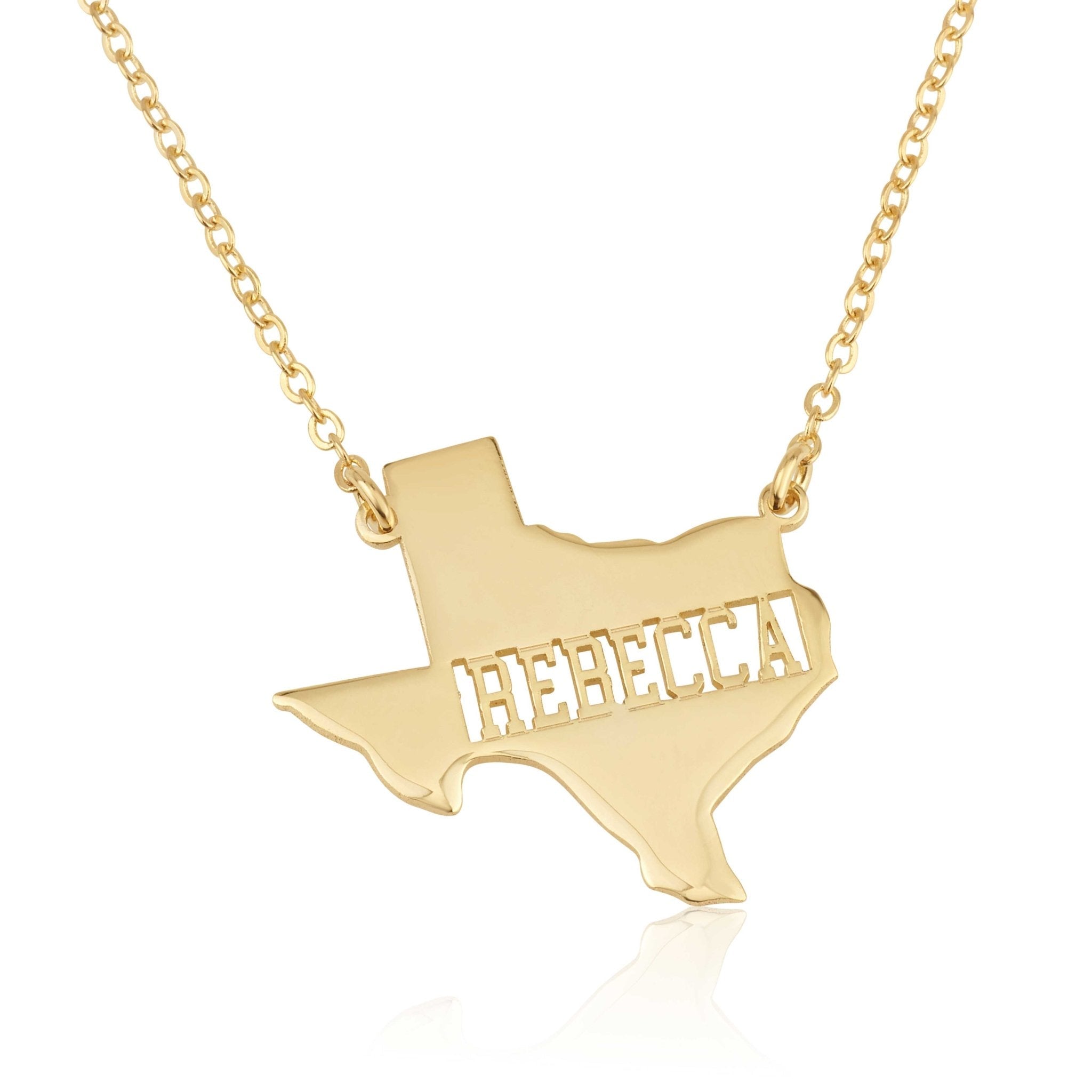 Texas Map Necklace With Name La Vie Bien Texas Map Necklace With Name