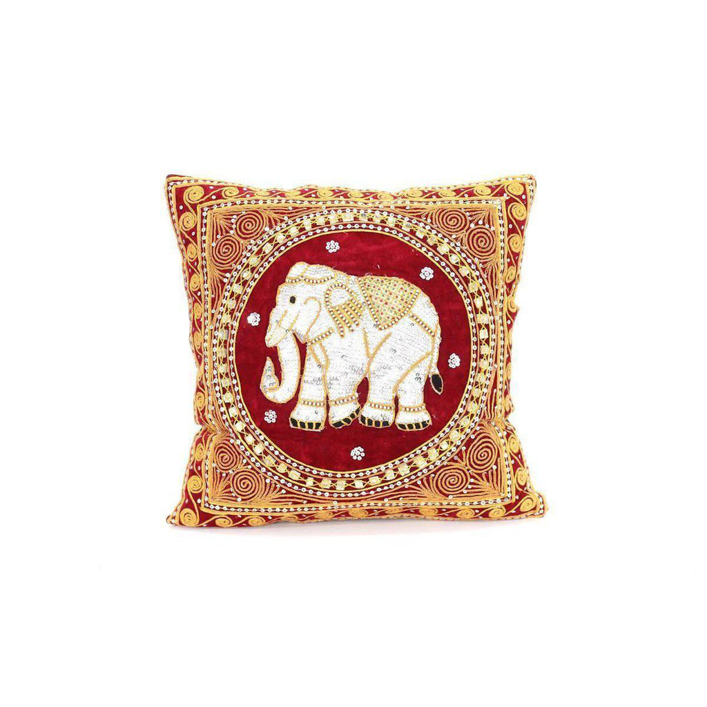 Thai Elephant Embroidered Pillow Cover - Thailand Decor La Vie Bien Thai Elephant Embroidered Pillow Cover - Thailand