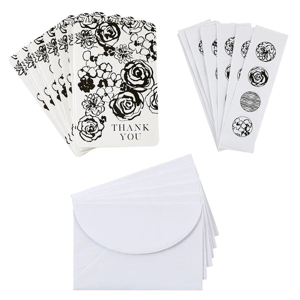 Thank You Card Set With Envelopes and Sticker Seals | Blank Inside Greeting Cards Set of 12 by The Bullish Store