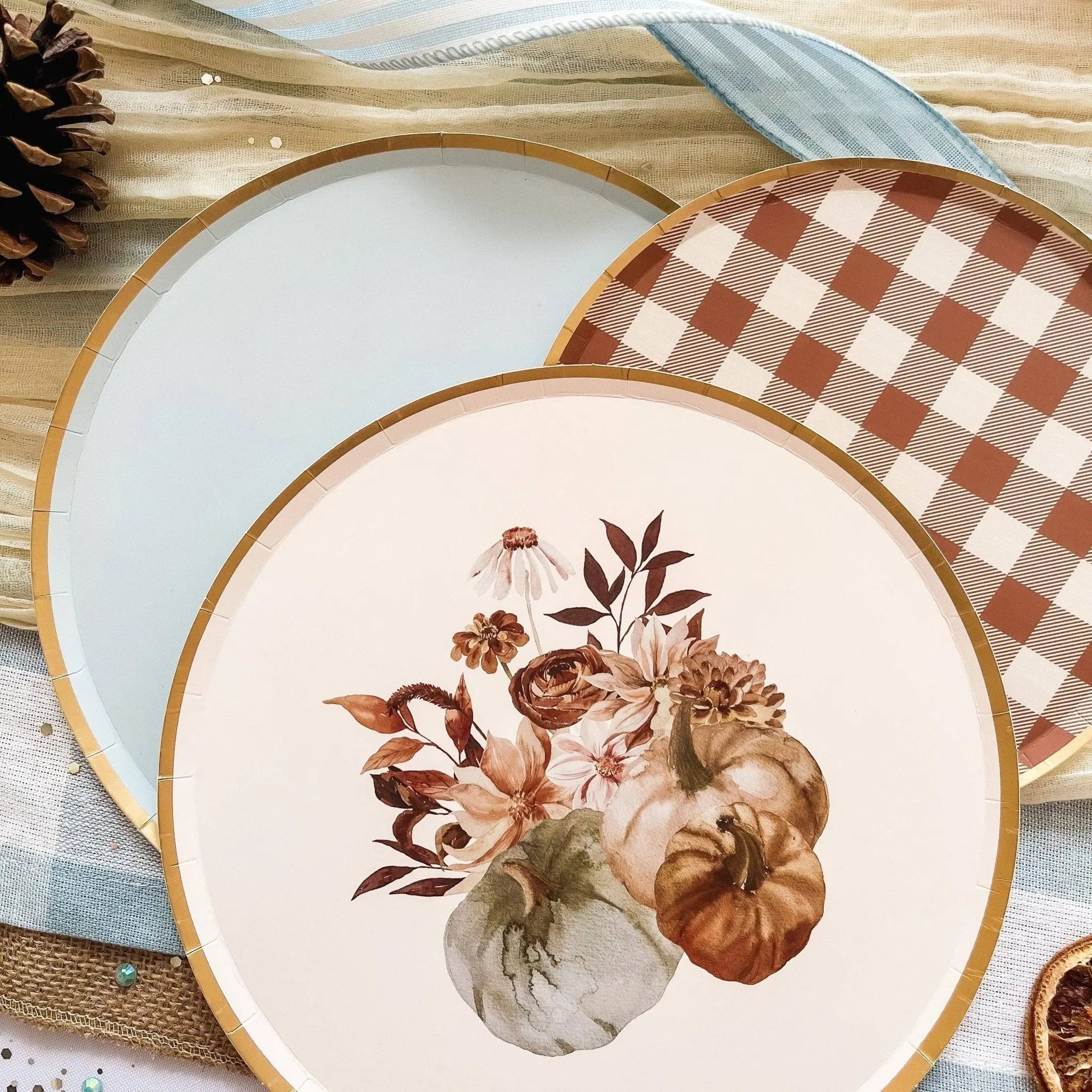Thanksgiving Fall Pumpkin Dinner Paper Plate (8pcs) 9 Inch Plate La Vie Bien Thanksgiving Fall Pumpkin Dinner Paper Plate (8pcs)