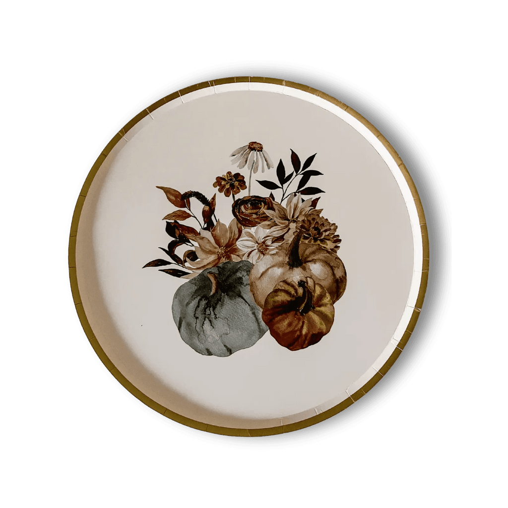 Thanksgiving Fall Pumpkin Dinner Paper Plate (8pcs) 9 Inch Plate La Vie Bien Thanksgiving Fall Pumpkin Dinner Paper Plate (8pcs)