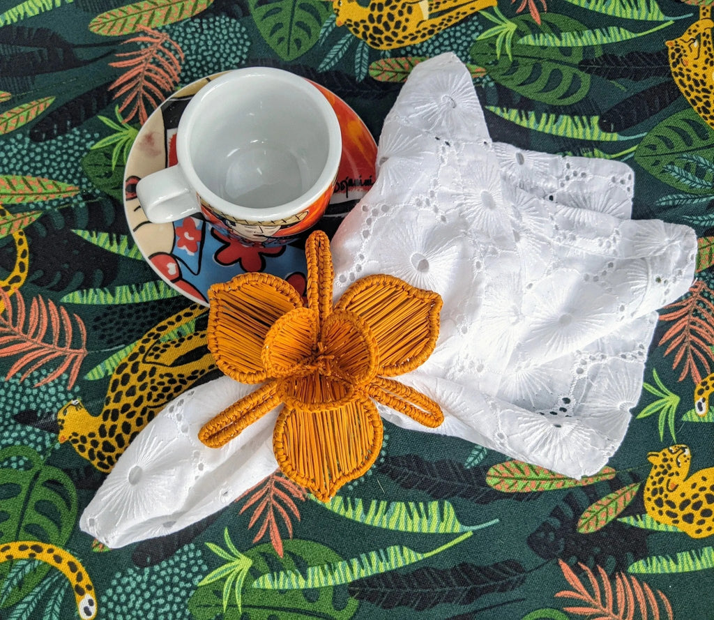 Thanksgiving Orchid Handwoven Iraca Napkin Ring by MacondoForever