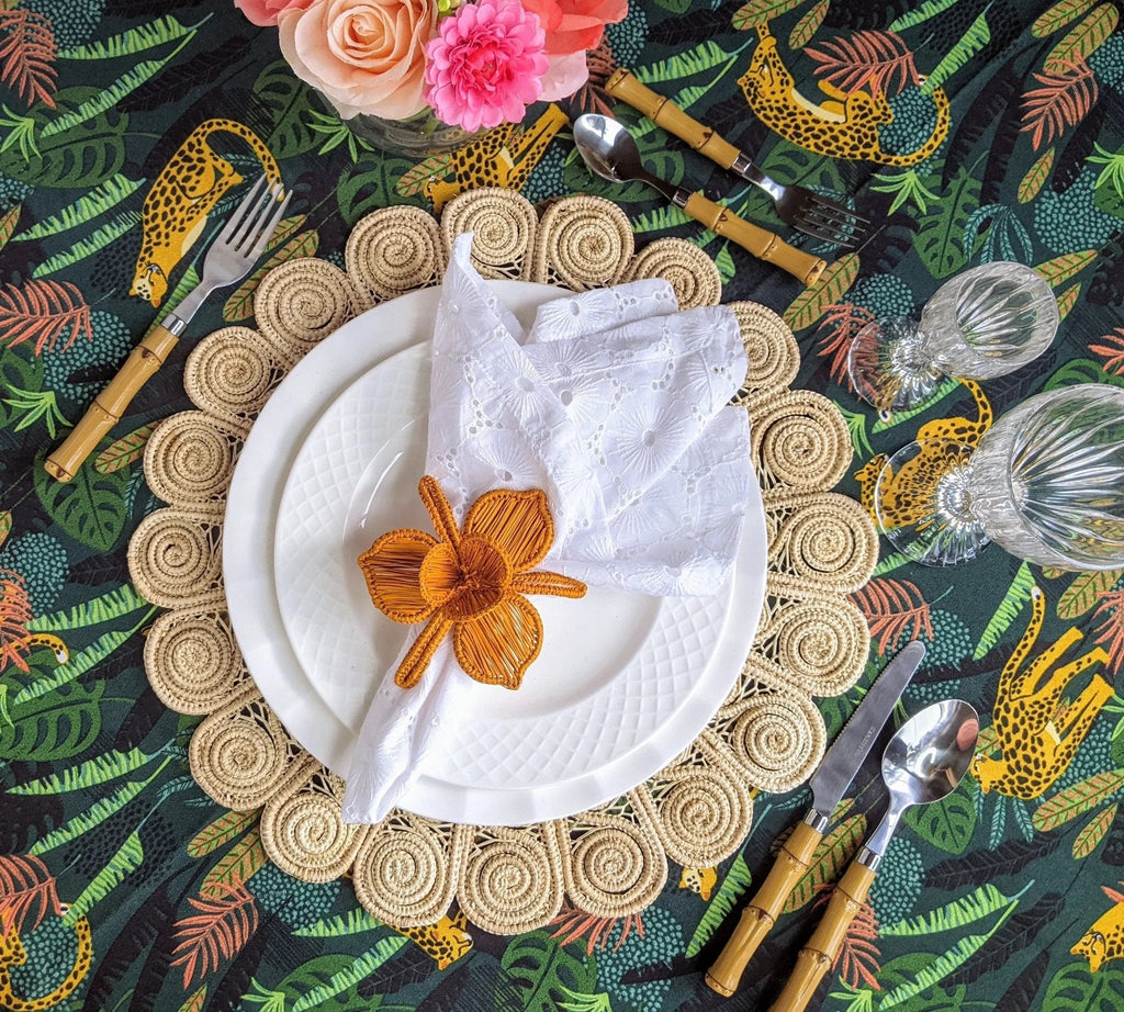Thanksgiving Orchid Handwoven Iraca Napkin Ring by MacondoForever