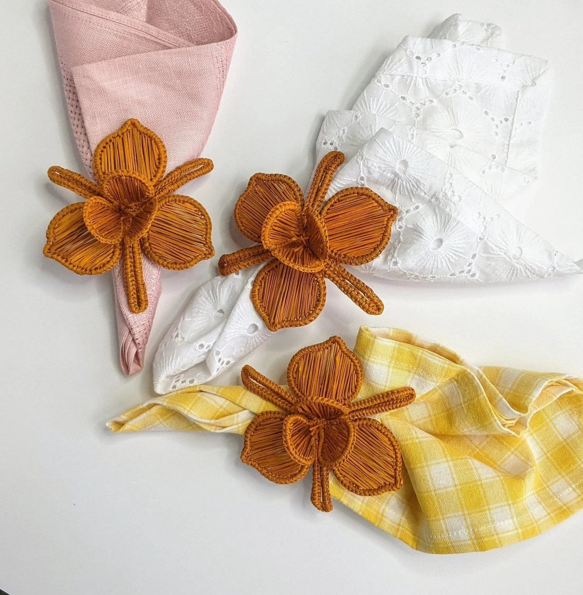 Thanksgiving Orchid Handwoven Iraca Napkin Ring by MacondoForever