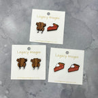 Thanksgiving Turkey & Pie Earrings, Wood Stud Earrings