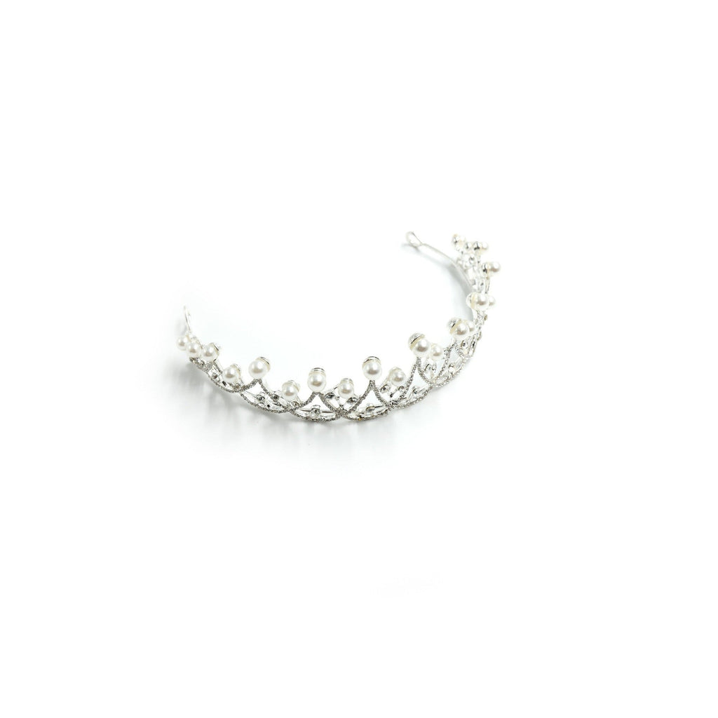 The Age of Pearls Crown Tiara in Silver | Royalty Crown Party or Bridal Hair Accessory