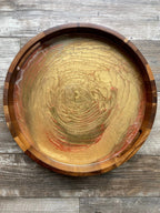 "The Audition Collection" Warm Metallic Neutrals Medium Round Acacia Wood Tray by Bespattered Facade