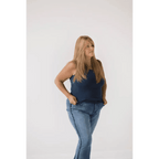 The Mom Tank in Navy by Polished Prints