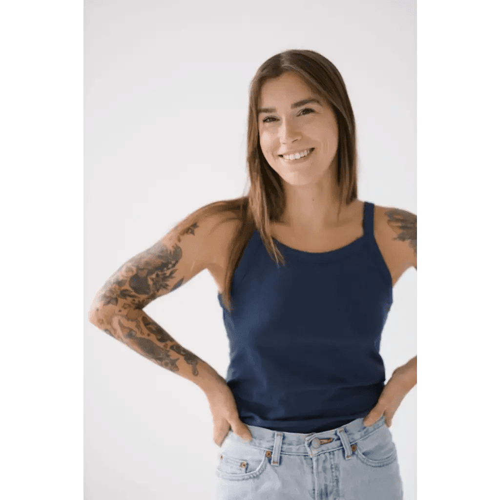 The Mom Tank in Navy by Polished Prints