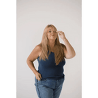 The Mom Tank in Navy by Polished Prints