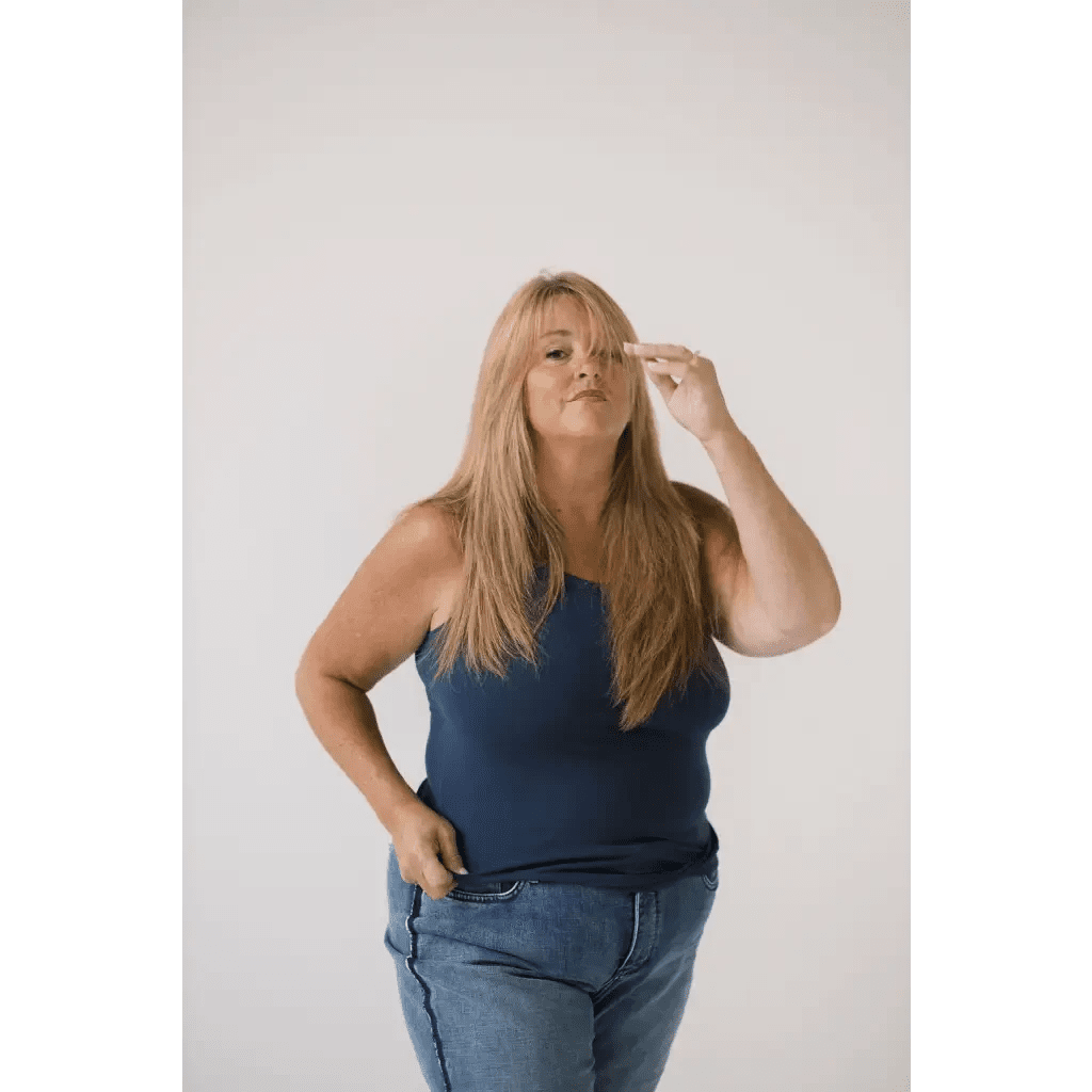 The Mom Tank in Navy by Polished Prints