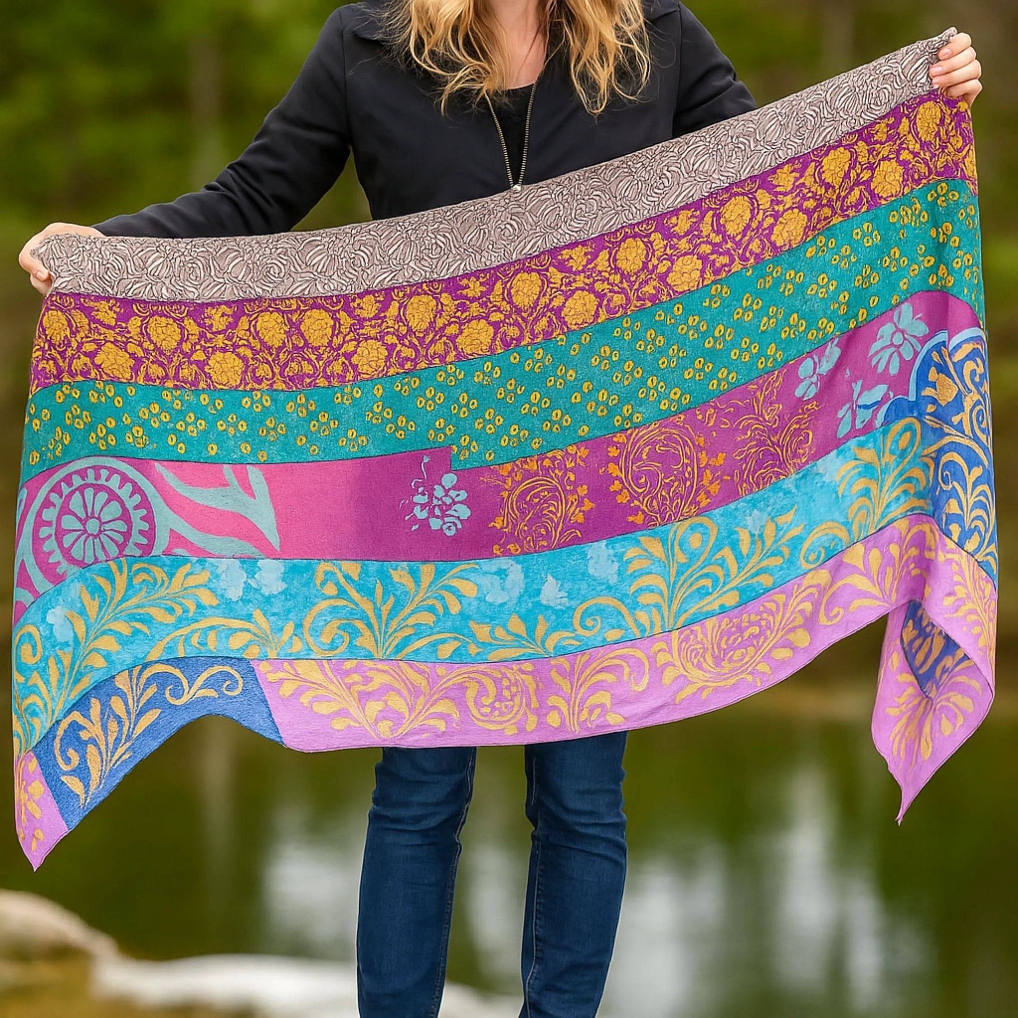 The Original Medley Scarf. ♻️ Made from Sari Magic by Darn Good Yarn
