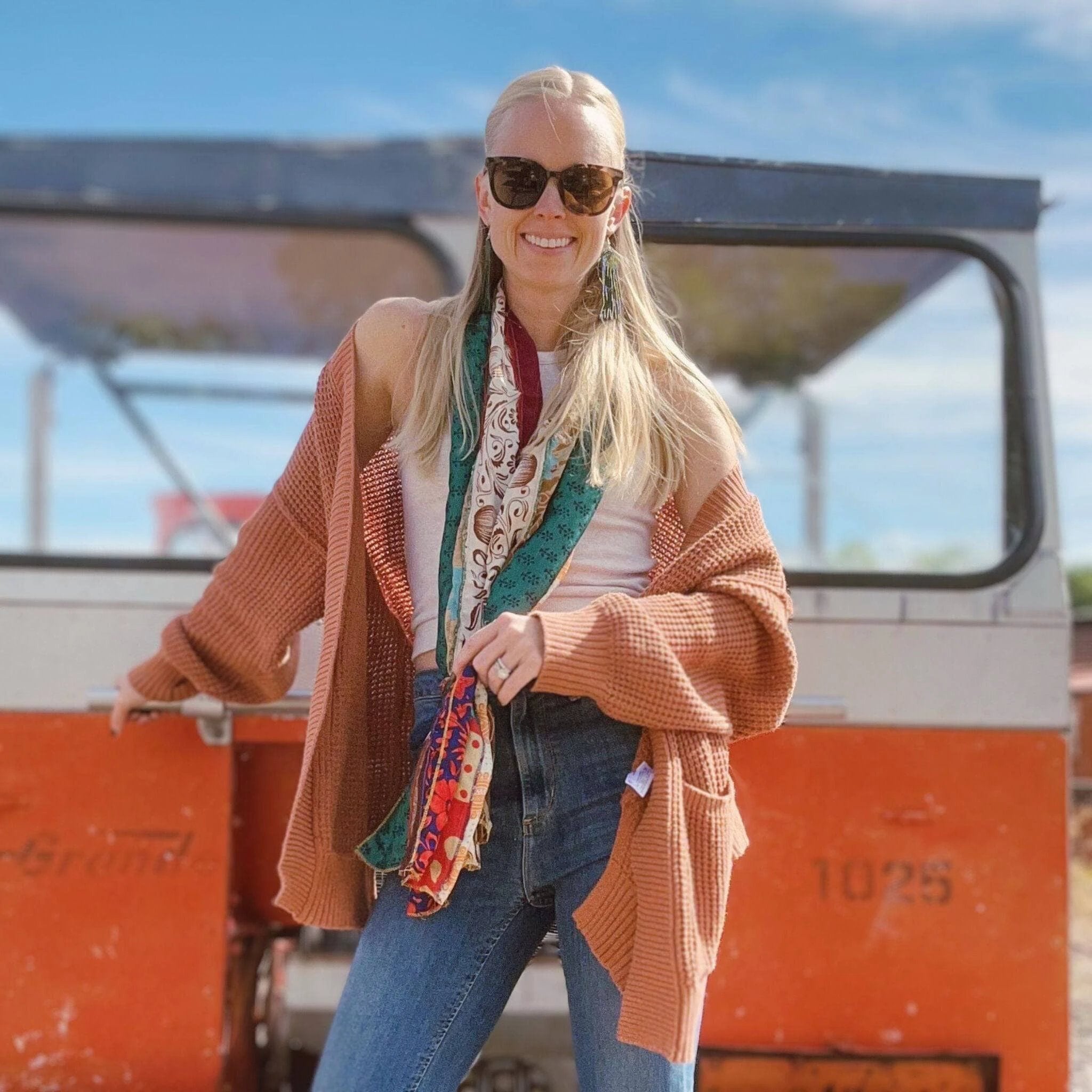 The Original Medley Scarf. ♻️ Made from Sari Magic by Darn Good Yarn