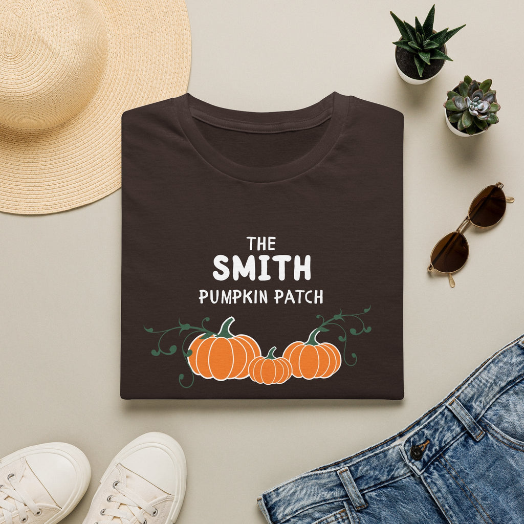 The Personalized Pumpkin Patch T-Shirt, Your family name Pumpkin Patch Fall Tee for autumn family photos, Pregnancy announcements T-Shirt La Vie Bien The Personalized Pumpkin Patch T-Shirt, Your family name Pumpkin Patch Fall Tee for autumn family photos, Pregnancy announcements