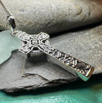 The Quinn Irish Harp Celtic Cross Necklace Pendant La Vie Bien The Quinn Irish Harp Celtic Cross Necklace