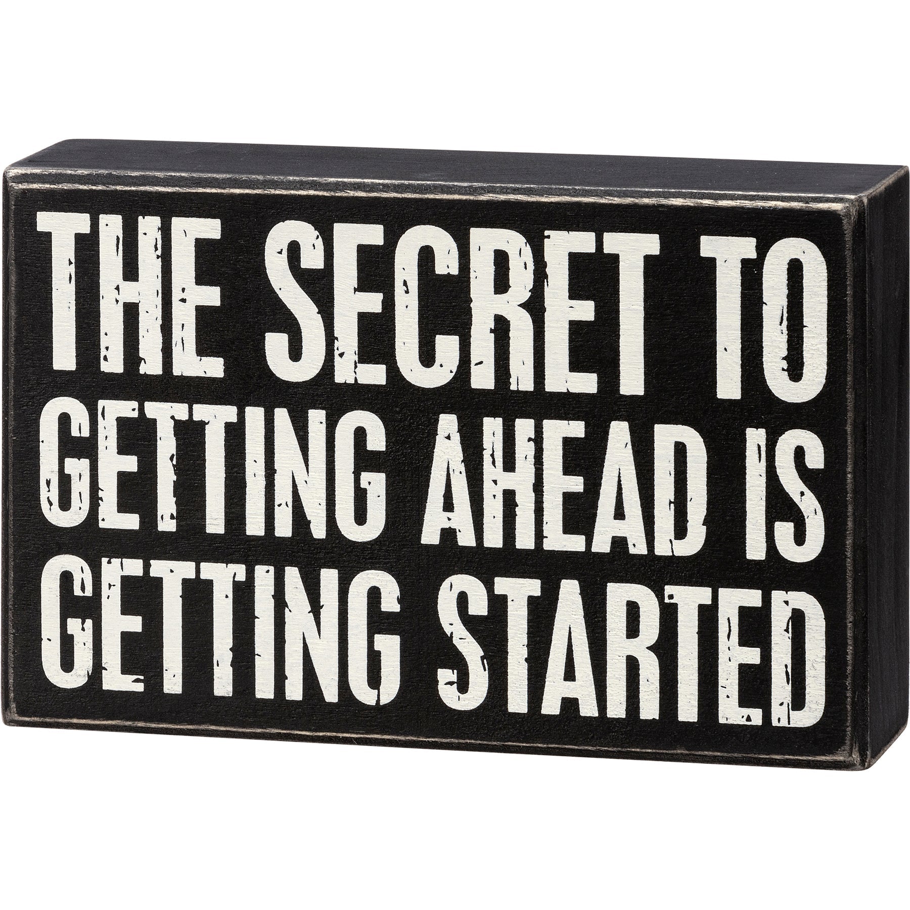 The Secret To Getting Ahead Inspo Box Sign | Desk Wall Wooden Sign | 7.25" x 4.75" Decor La Vie Bien The Secret To Getting Ahead Inspo Box Sign | Desk Wall Wooden Sign | 7.25" x 4.75"