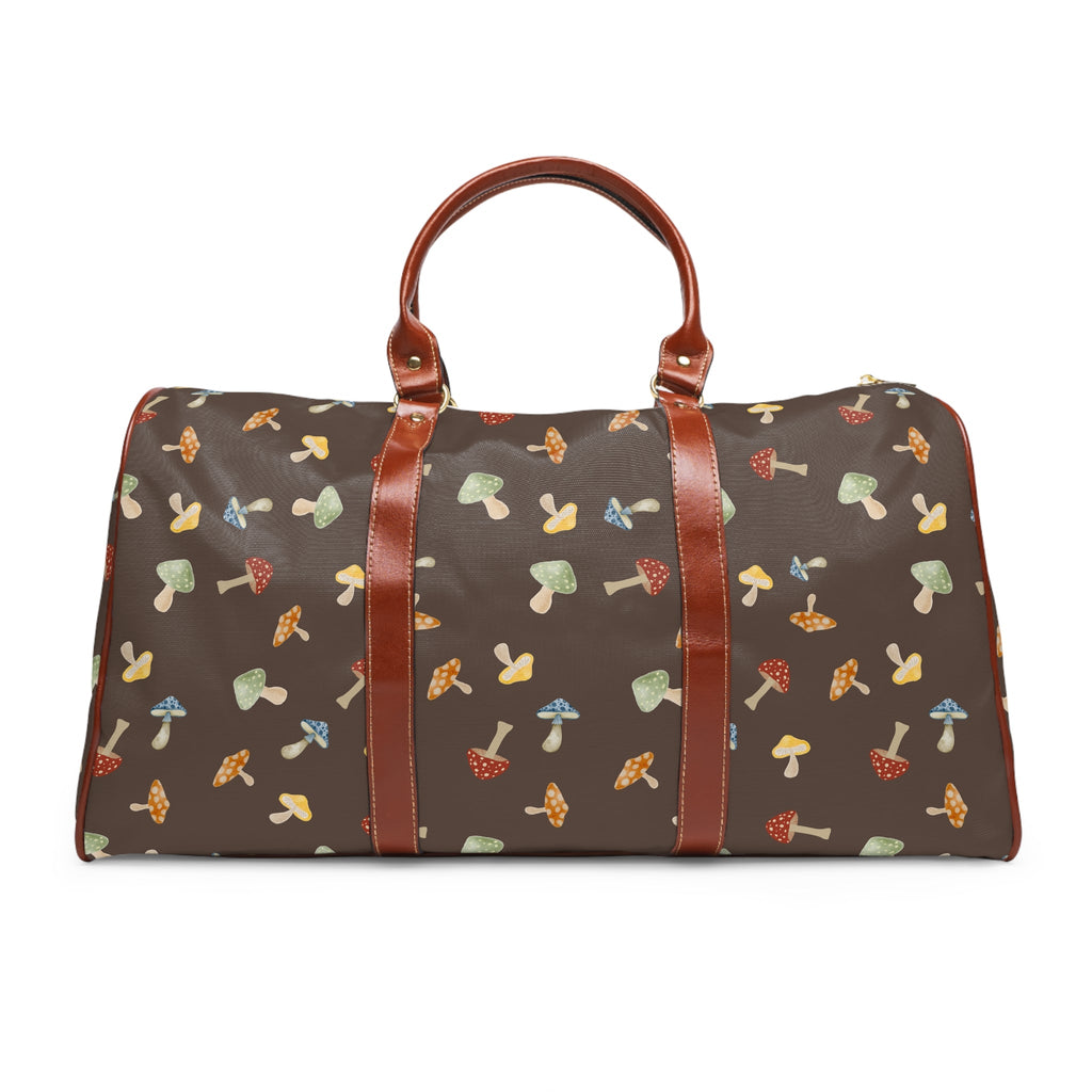 The shroomy bag - Mushroom Print Waterproof Travel Bag Duffle for Camping & Weekend Getaways, PU Leather Bags La Vie Bien The shroomy bag - Mushroom Print Waterproof Travel Bag Duffle for Camping & Weekend Getaways, PU Leather