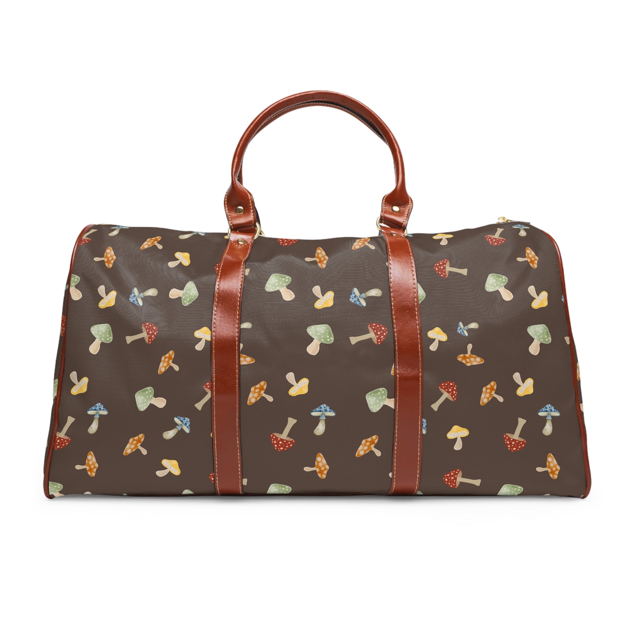 The shroomy bag - Mushroom Print Waterproof Travel Bag Duffle for Camping & Weekend Getaways, PU Leather Bags La Vie Bien The shroomy bag - Mushroom Print Waterproof Travel Bag Duffle for Camping & Weekend Getaways, PU Leather