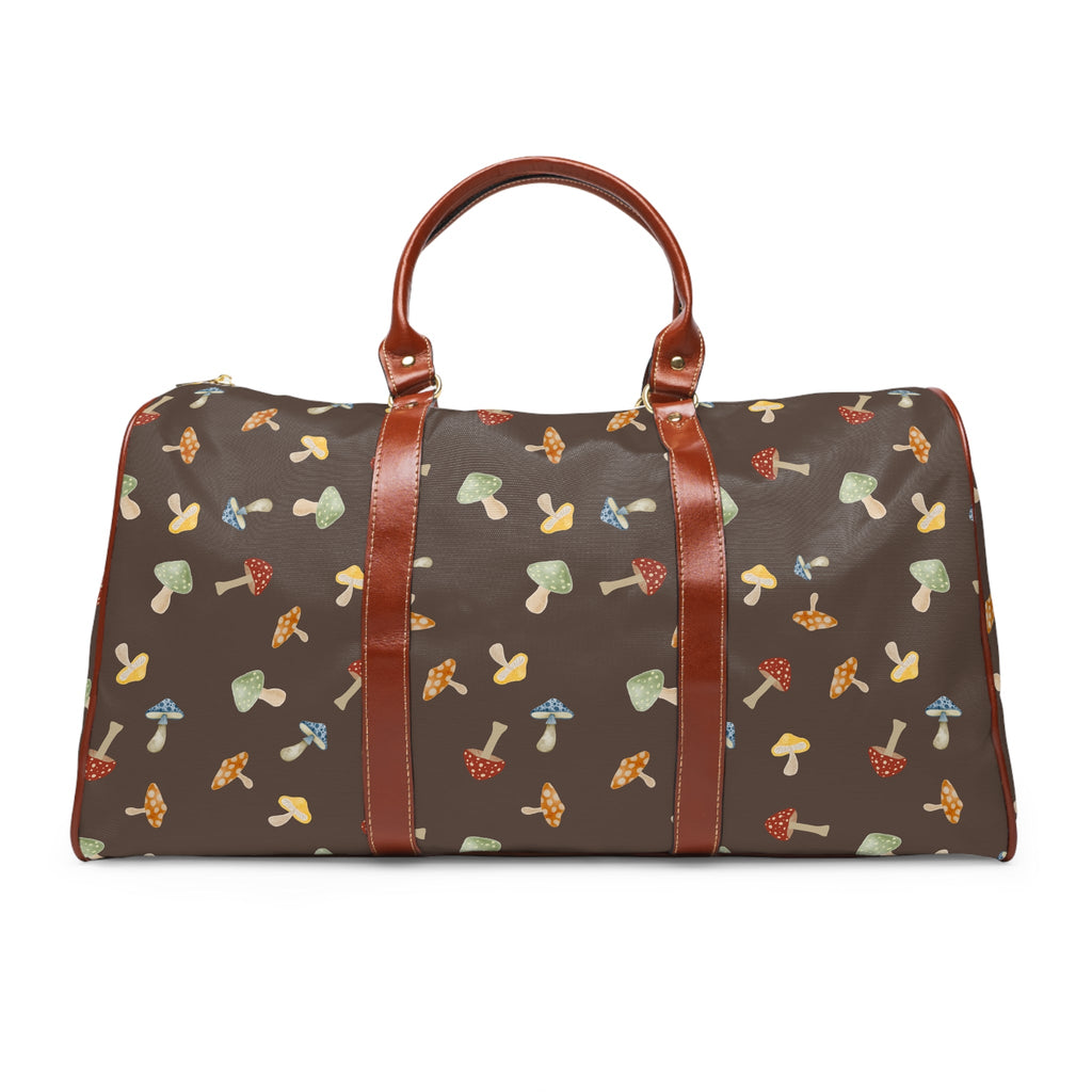 The shroomy bag - Mushroom Print Waterproof Travel Bag Duffle for Camping & Weekend Getaways, PU Leather Bags La Vie Bien The shroomy bag - Mushroom Print Waterproof Travel Bag Duffle for Camping & Weekend Getaways, PU Leather
