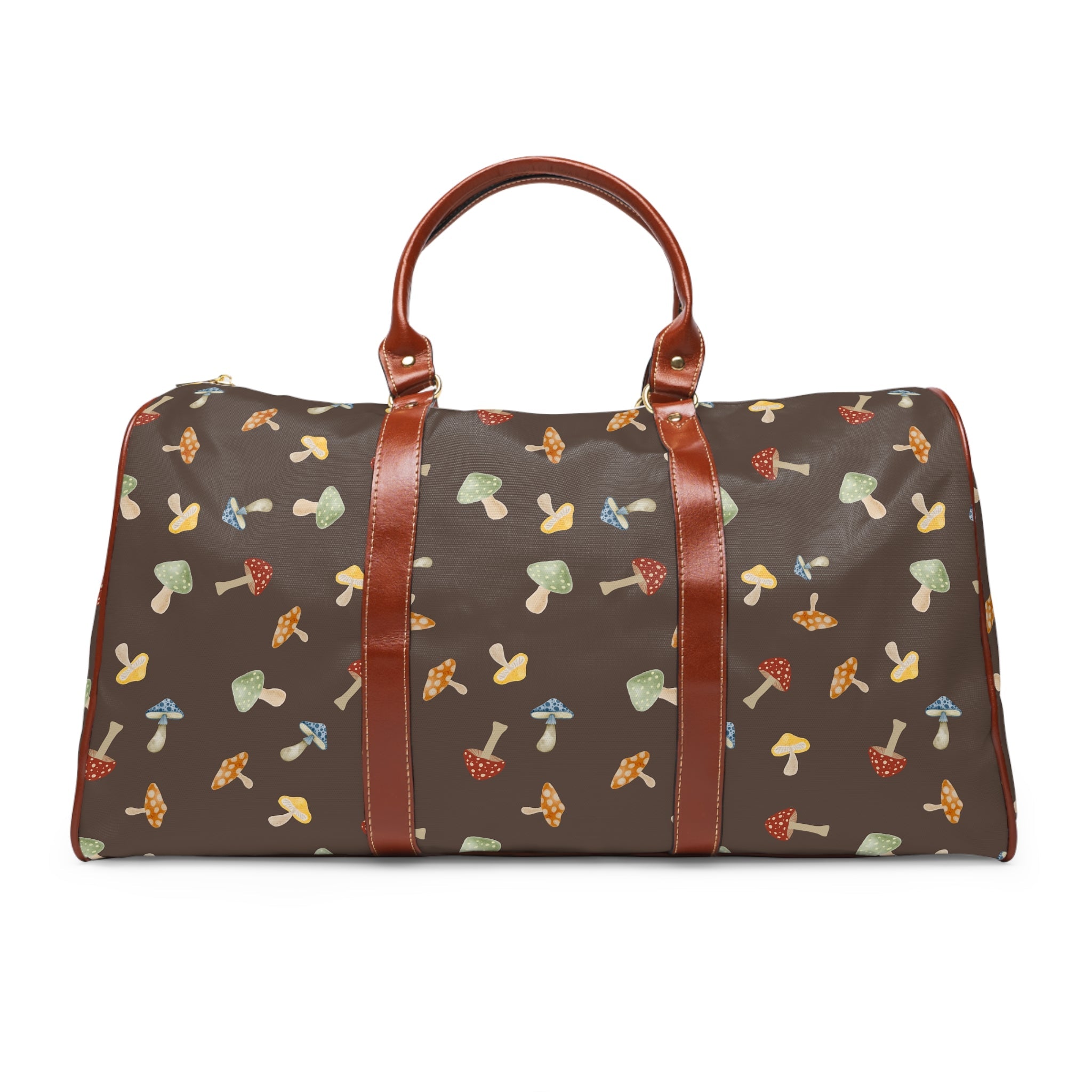 The shroomy bag - Mushroom Print Waterproof Travel Bag Duffle for Camping & Weekend Getaways, PU Leather Bags La Vie Bien The shroomy bag - Mushroom Print Waterproof Travel Bag Duffle for Camping & Weekend Getaways, PU Leather