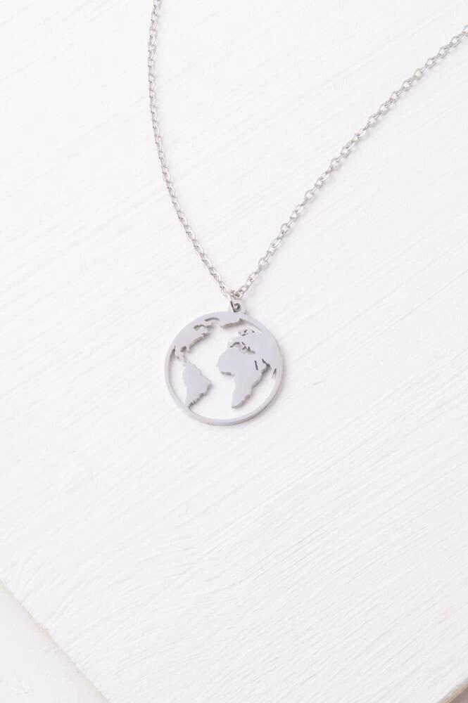 The Silver World Pendant Necklace by Ethical Trade Co