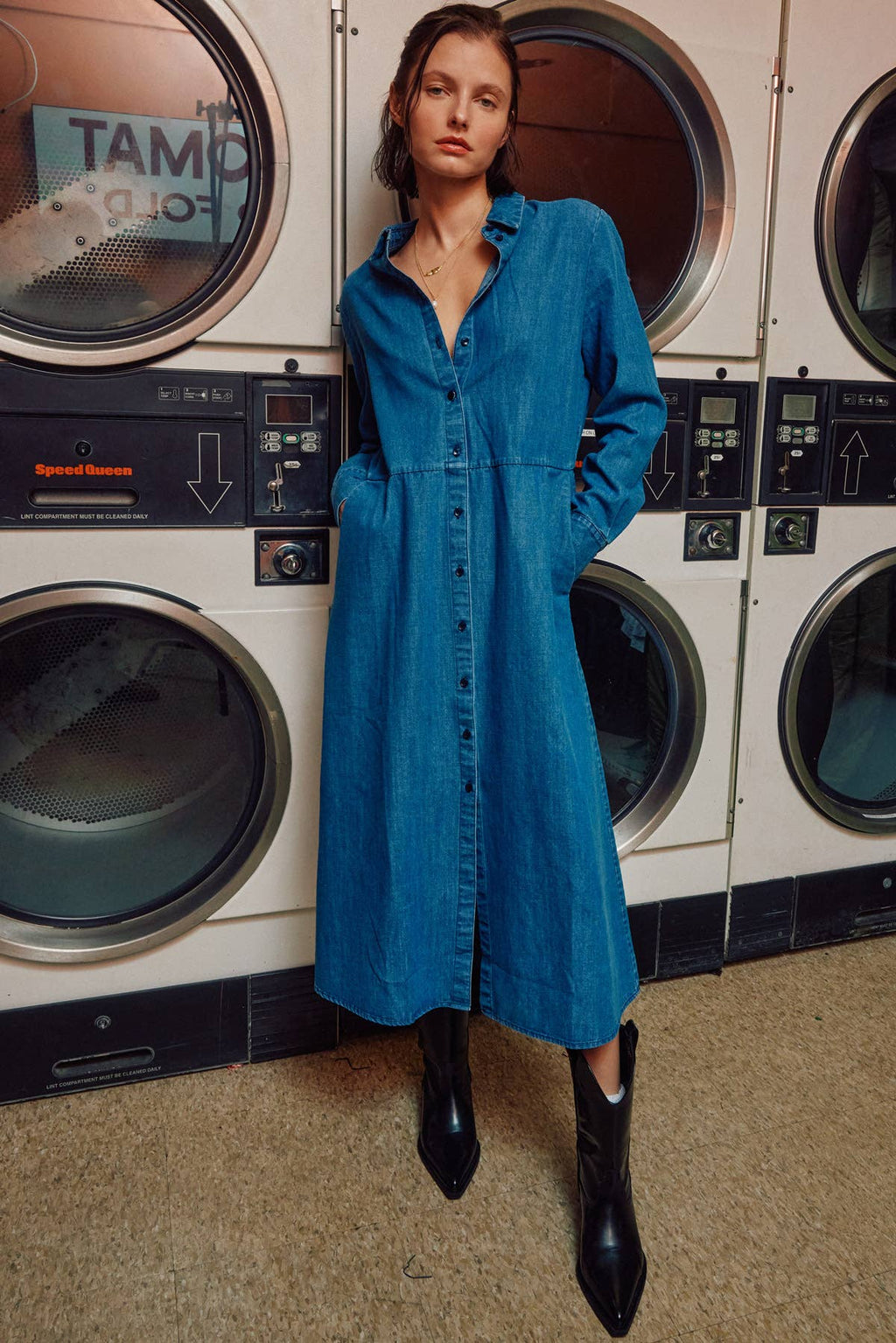The Sunday Stroll Denim Shirt Dress Clothing La Vie Bien The Sunday Stroll Denim Shirt Dress