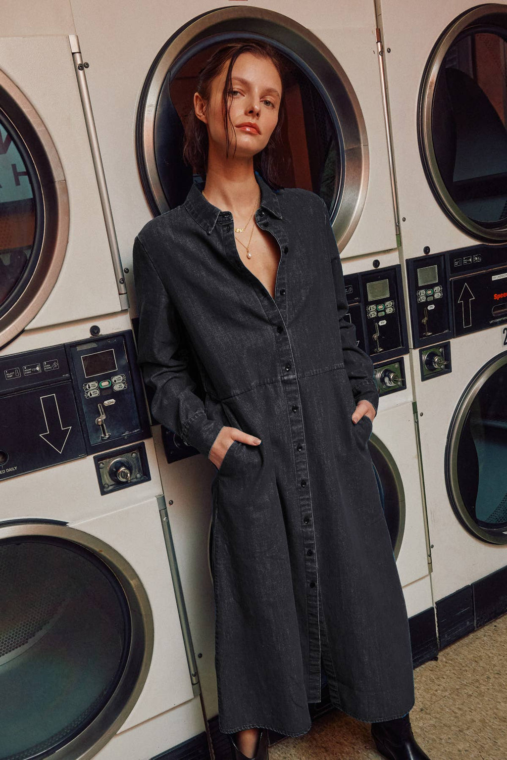 The Sunday Stroll Denim Shirt Dress Clothing La Vie Bien The Sunday Stroll Denim Shirt Dress