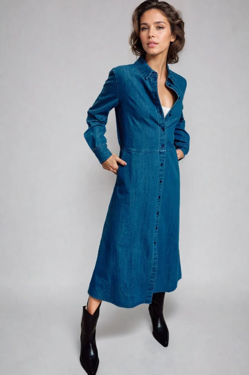 The Sunday Stroll Denim Shirt Dress Clothing La Vie Bien The Sunday Stroll Denim Shirt Dress