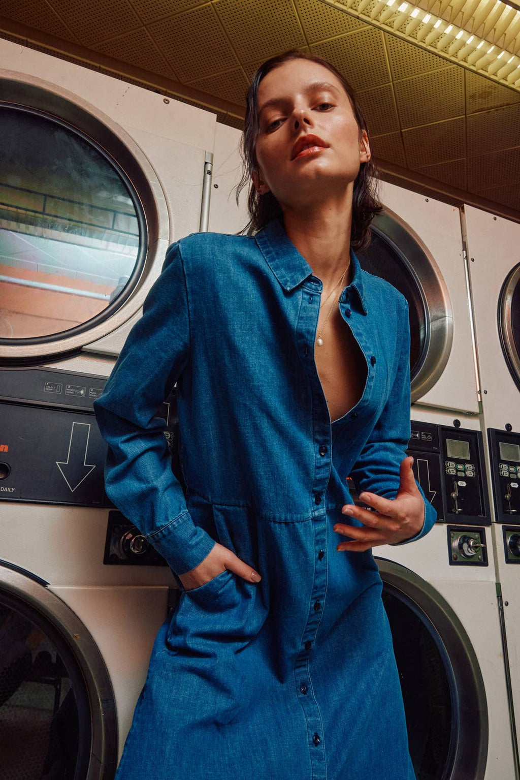 The Sunday Stroll Denim Shirt Dress Clothing La Vie Bien The Sunday Stroll Denim Shirt Dress