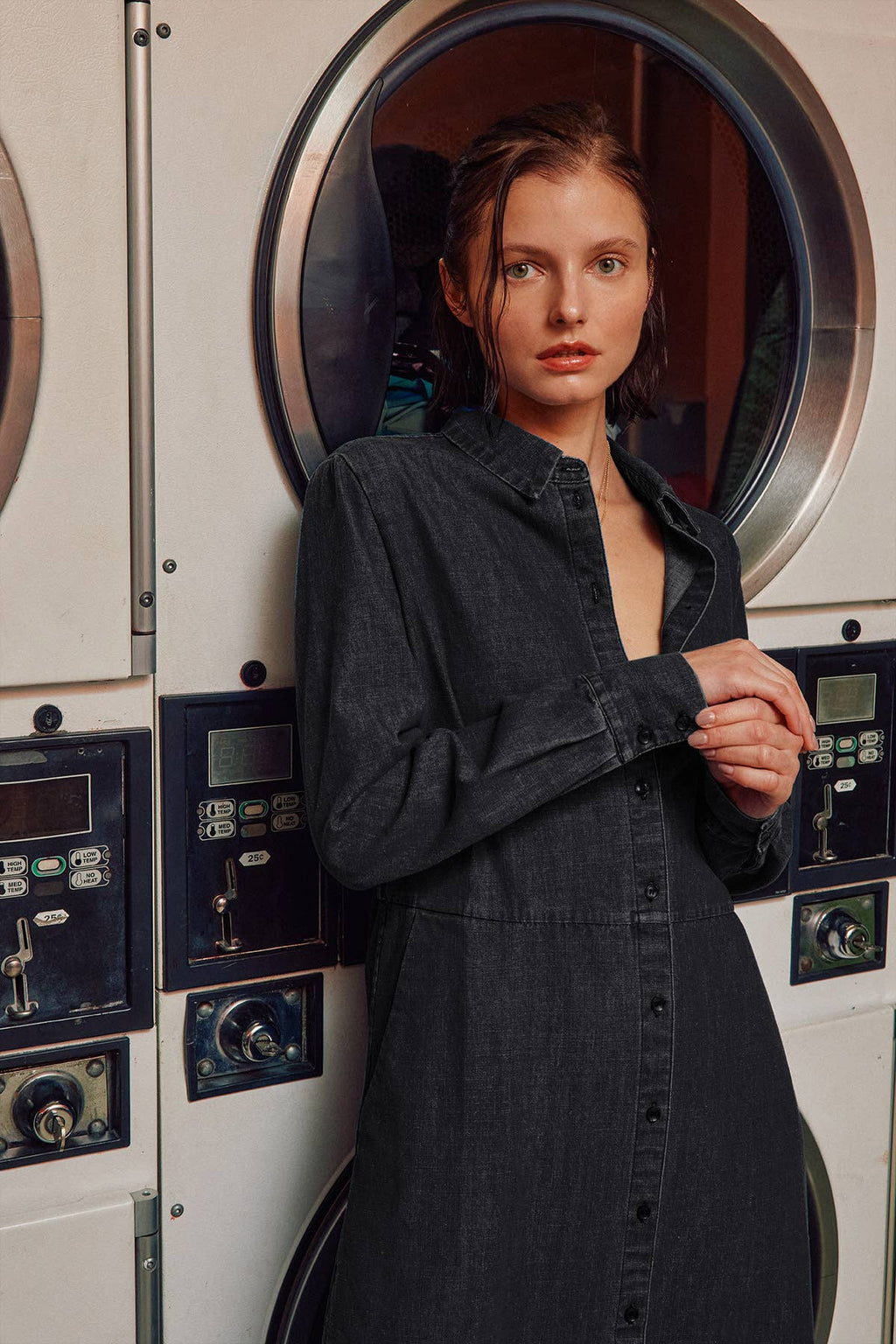 The Sunday Stroll Denim Shirt Dress Clothing La Vie Bien The Sunday Stroll Denim Shirt Dress