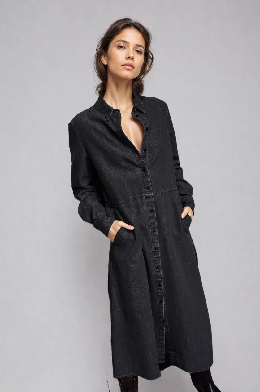 The Sunday Stroll Denim Shirt Dress Clothing La Vie Bien The Sunday Stroll Denim Shirt Dress