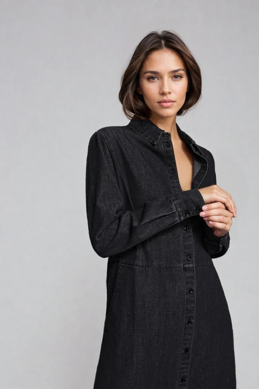 The Sunday Stroll Denim Shirt Dress Clothing La Vie Bien The Sunday Stroll Denim Shirt Dress