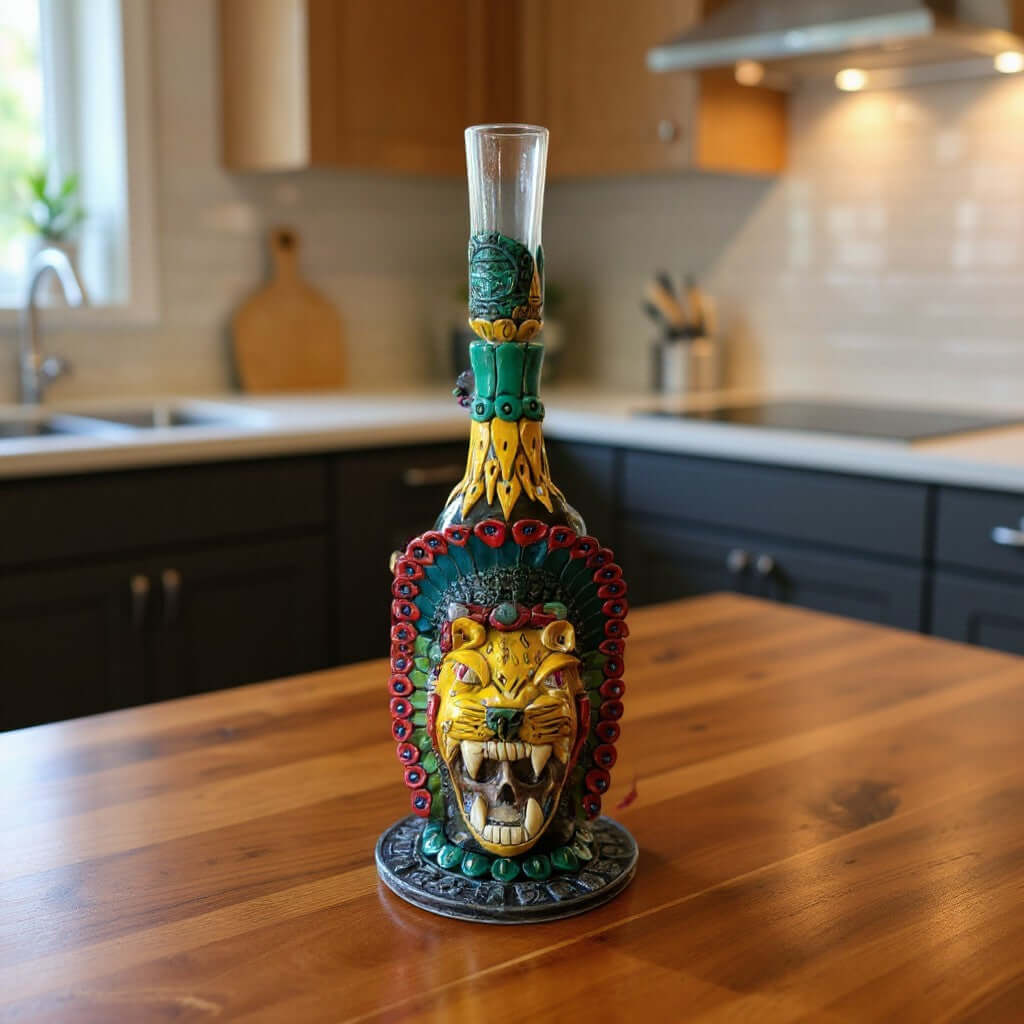 Unique Handcrafted Aztec Warrior Decanter | Authentic Cultural Artwork
