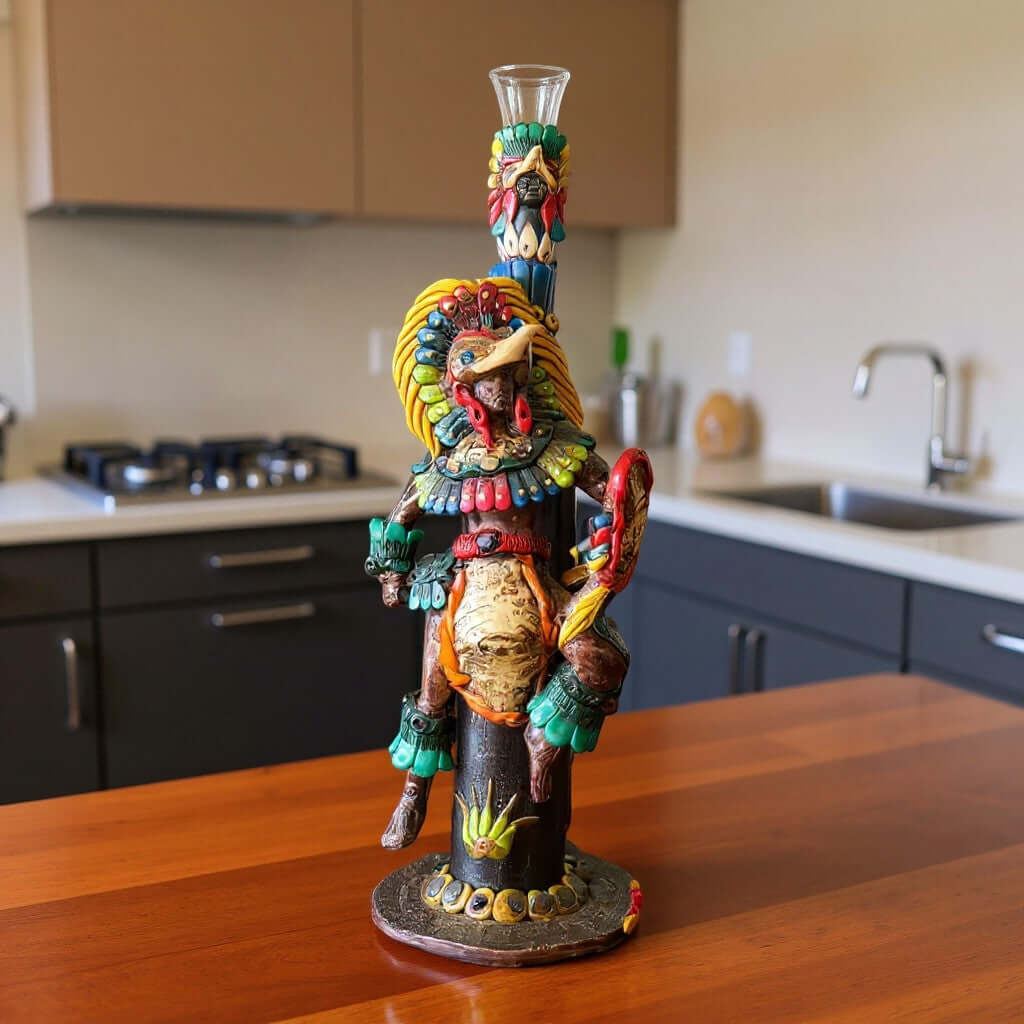 Unique Handcrafted Aztec Warrior Decanter | Authentic Cultural Artwork