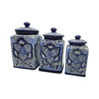 Blue Talavera Canister Set | Handmade Mexican Ceramic Jars