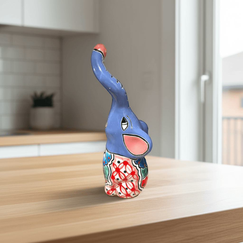 Talavera Elephant Statue | Colorful Hand-Painted Art