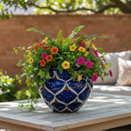 Blue Peacock Talavera Pot | Hand-Painted Mexican Ceramic