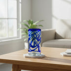 Hand-Blown Mexican Drinking Glass | Blue Swirl Design