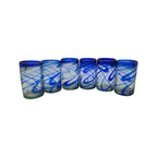 Blue Swirl Hand-Blown Glass | Mexican Drinking Tumbler