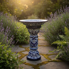 Blue & White Talavera Bird Bath | Mexican Garden Art