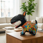 Talavera Bull Terrier Decor | Hand-painted Ceramic Dog with Bone (Extra Large)